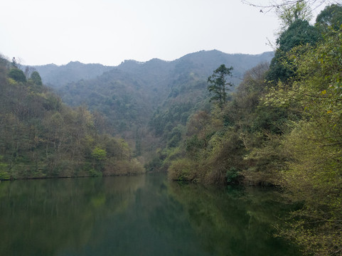 大壩湖泊山峰森林