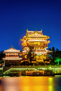 江蘇泰州鳳城河景區(qū)望海樓夜景
