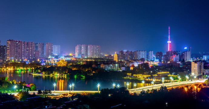 中國江蘇泰州鳳城河夜景風光