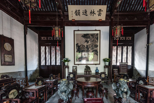 中國蘇州獅子林的大廳迎客廳