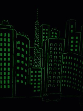 城市純色黑色背景夜光月夜