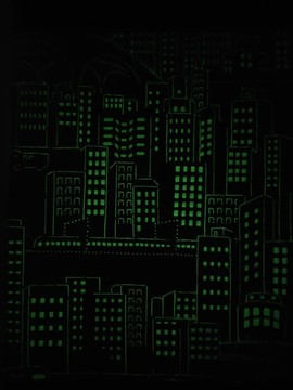 城市純色黑色背景夜光月夜