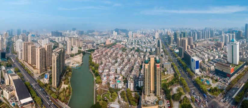 航拍浙江溫州城市建筑景觀