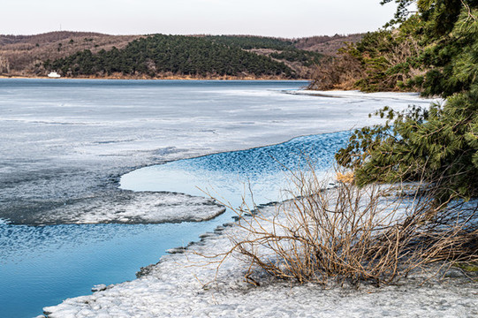 冰融雪化的長春凈月潭公園景觀