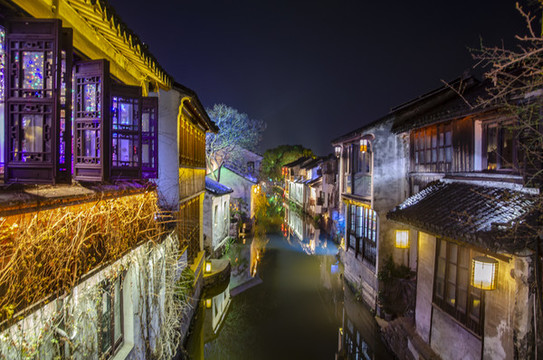 周莊古鎮(zhèn)夜景