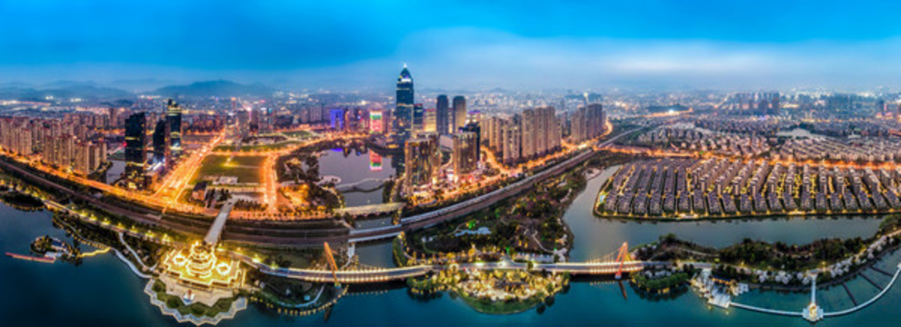 航拍紹興高清全景大畫幅夜色