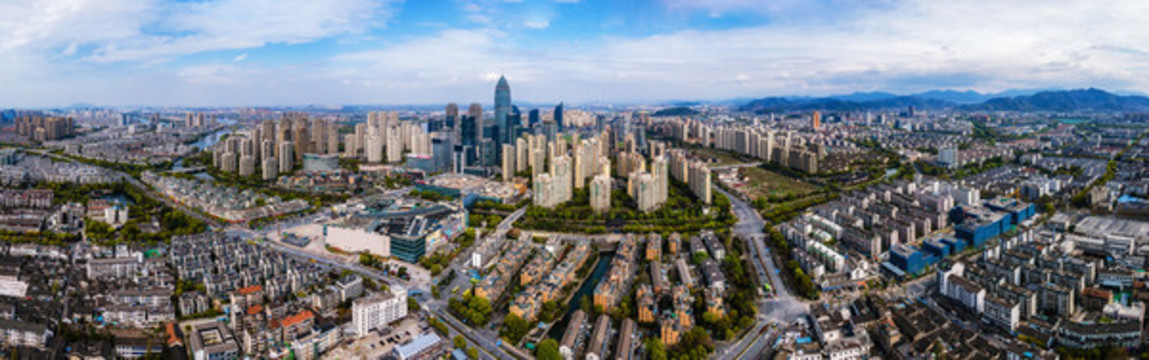航拍浙江紹興高清全景大畫幅