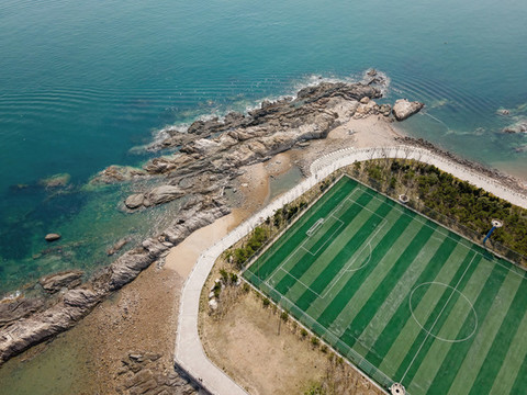 青島島礁足球場鳥瞰圖