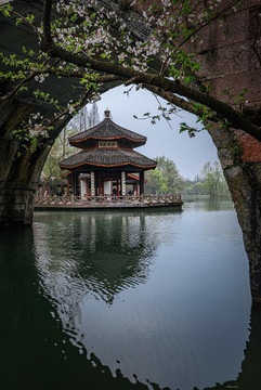 杭州西湖茅家埠春季櫻花風(fēng)景