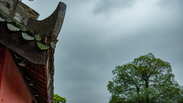 南寧孔廟中式古代建筑雨景