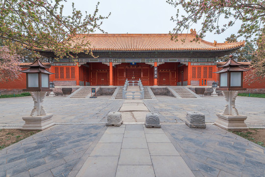 北京故宮紅墻建筑和雕塑