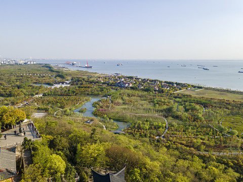航拍南通狼山風(fēng)景名勝區(qū)