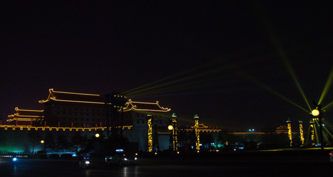 西安古城墻夜景