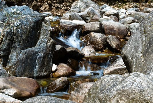 西安秦嶺高山融水溪流