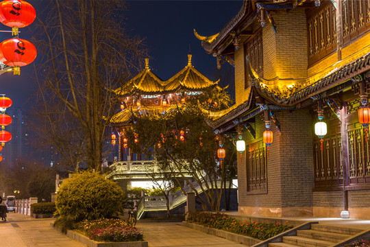成都合江亭錦江新年夜景