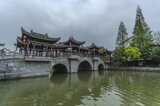 三河古鎮(zhèn)對越橋攝影圖