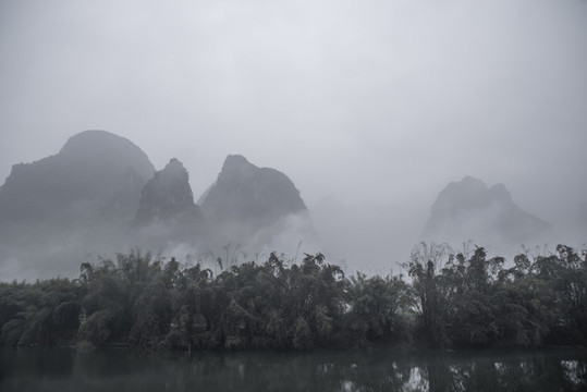 煙墨風景意境山水