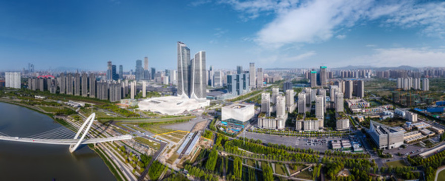 航拍河西新城CBD