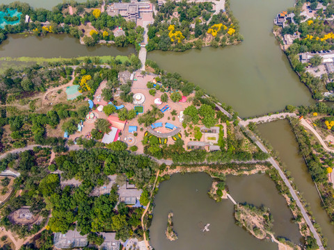 航拍天津水上公園
