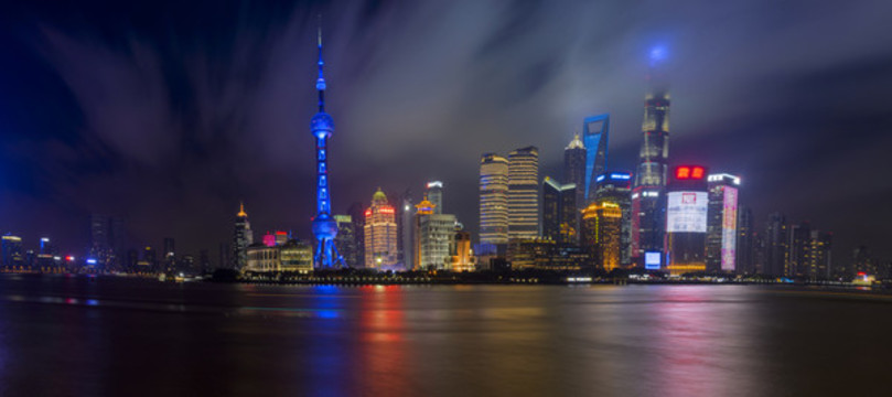 上海天際線夜景全景圖