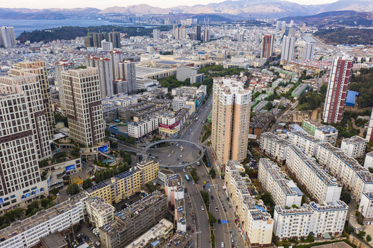 航拍云南大理市區(qū)景觀
