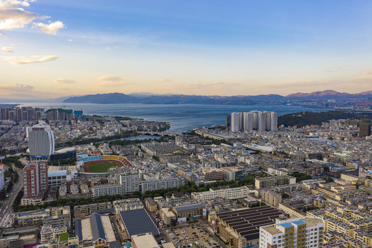 航拍云南大理市區(qū)景觀