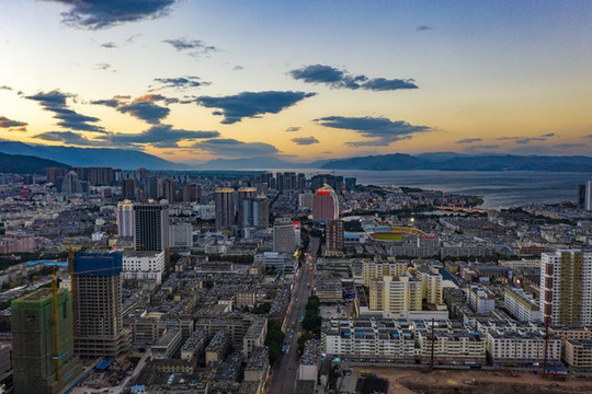 航拍云南大理市區(qū)景觀