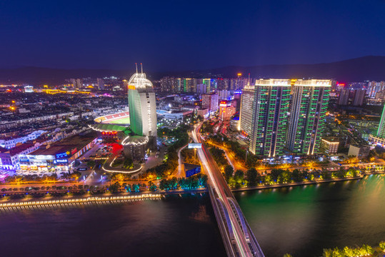 航拍云南大理市區(qū)景觀