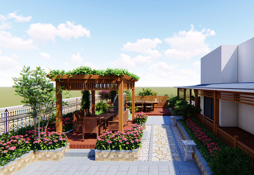 中式簡約園林景觀小花園