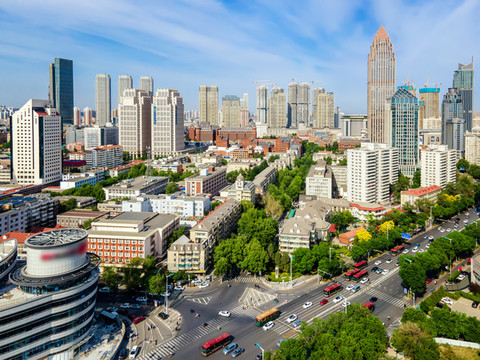航拍天津現(xiàn)代建筑景觀