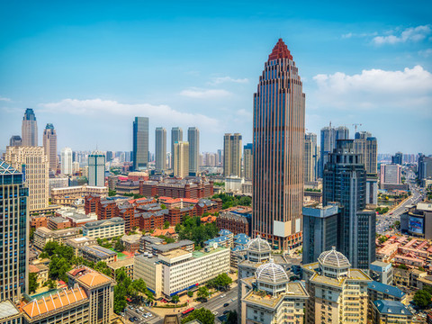 航拍天津現(xiàn)代建筑景觀