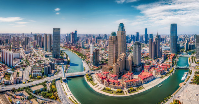 航拍天津現(xiàn)代建筑景觀