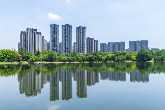 成都東湖公園湖景建筑風(fēng)光