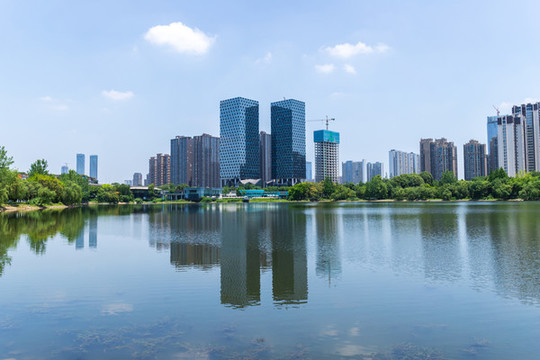 成都東湖公園湖景建筑風(fēng)光