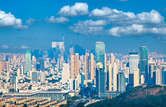 天平山遠(yuǎn)眺蘇州城市天際線