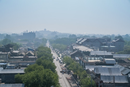 俯瞰北京鼓樓周邊古建筑群全貌