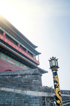 仰拍北京鼓樓古建筑細(xì)節(jié)特寫