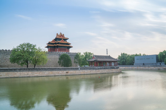 北京故宮城墻角樓和金水河風(fēng)光