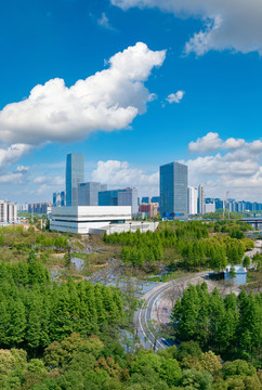 金華市城市CBD航拍風光