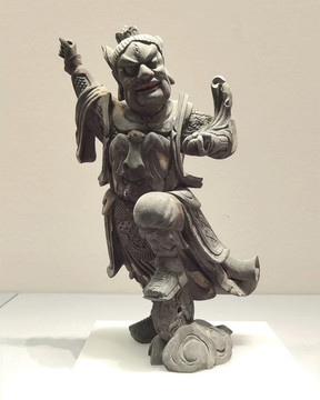 彩繪二郎神木雕
