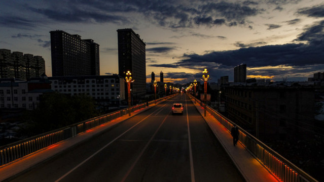 晚霞日落夕陽(yáng)彩云落日夜幕立交橋