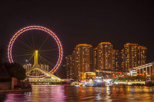 天津之眼城市夜景