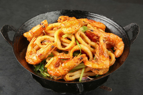干鍋魷魚蝦
