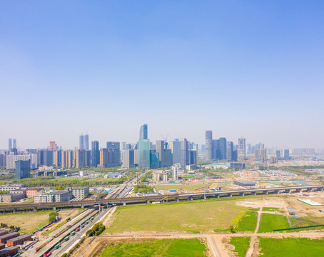 航拍浙江杭州錢(qián)江世紀(jì)城全景