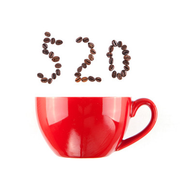 咖啡杯和創(chuàng)意的咖啡豆