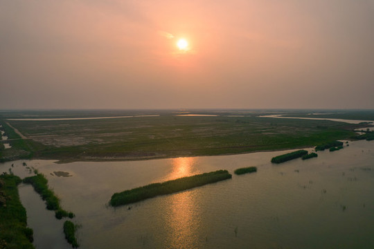 航拍黃河三角洲生態(tài)旅游區(qū)