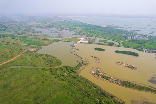 航拍黃河三角洲生態(tài)旅游區(qū)