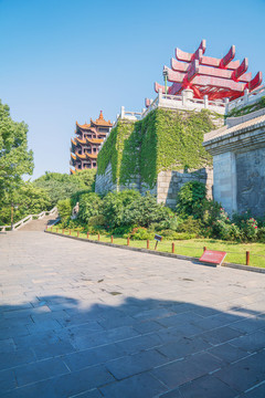 武漢著名黃鶴樓古建筑群特寫