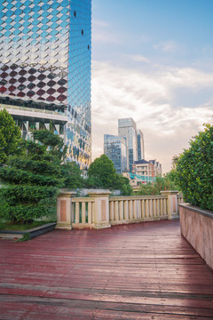 武漢城市建筑天際線和城市公園