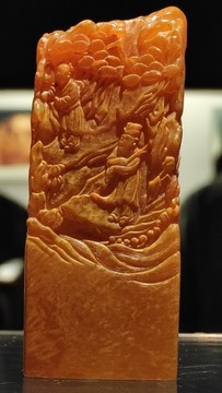 清代浮雕八仙上壽圖壽山石